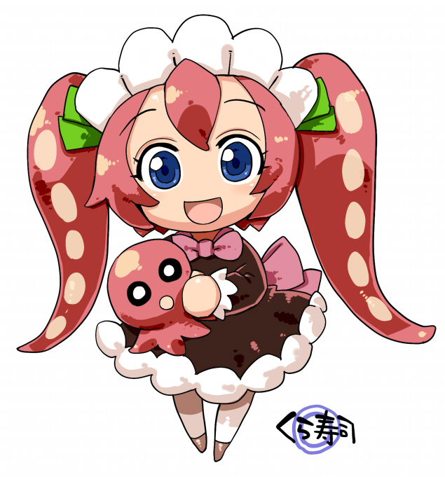 1girl, :d, blue_eyes, bow, bowtie, brown_dress, denki_showgun, dress