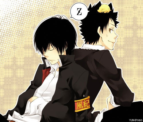 8018, bird, black_hair, katekyo_hitman_reborn, khr, male, school_uniform, uniform