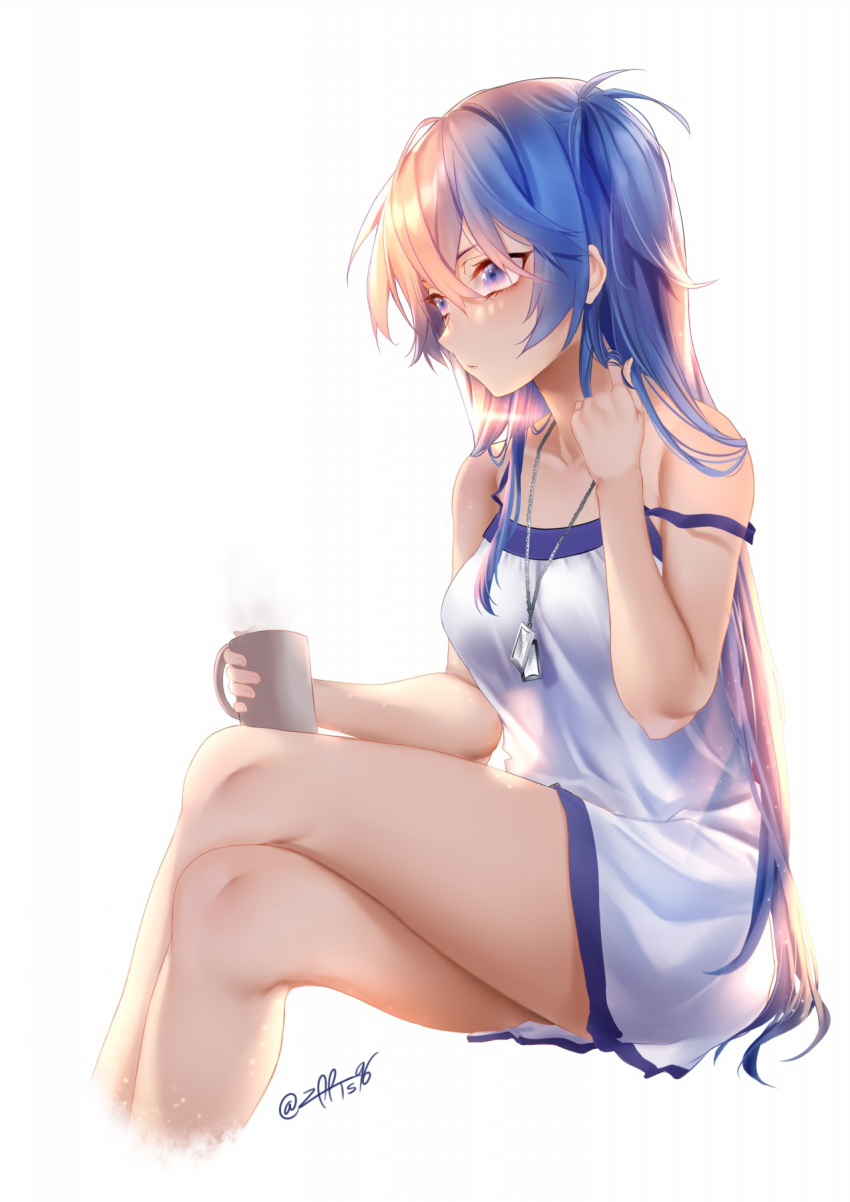 1girl, bangs, blue_eyes, blue_hair, closed_mouth, collarbone, cropped_legs, crossed_legs