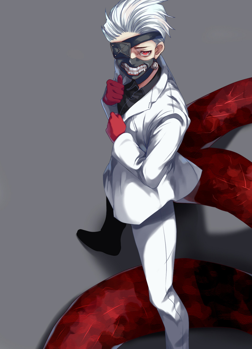 1boy, bangs, black_eyepatch, black_shirt, collared_shirt, derivative_work, eyepatch, formal