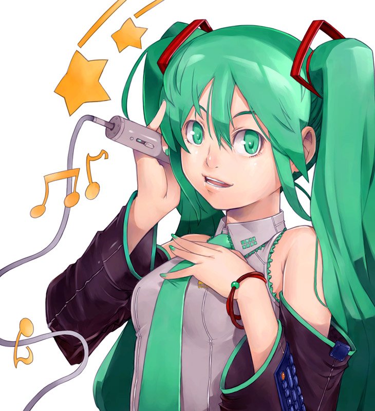 detached_sleeves, green_eyes, green_hair, hatsune_miku, long_hair, necktie, recube, smile