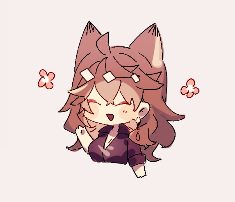1girl, ^_^, ahoge, animal_ears, bangs, blush, chibi, closed_eyes