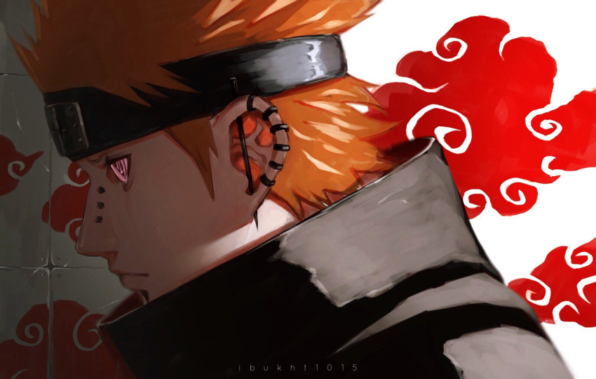 1boy, bandana, close-up, detail, ear_piercing, face, facing_to_the_side, ibuo_(ibukht1015)