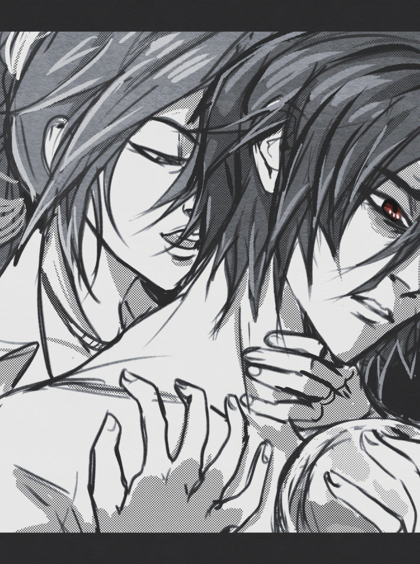 black_hair, dirge_of_cerberus_final_fantasy_vii, final_fantasy, final_fantasy_vii, greyscale, hairband, highres, inferno