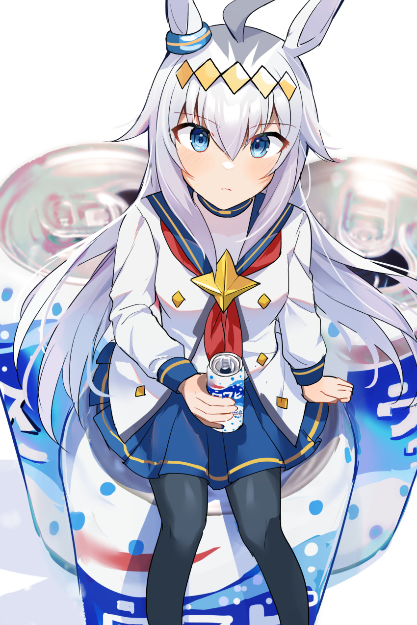 1girl, absurdres, akitsuki_(oenothera), animal_ears, black_legwear, blue_eyes, blue_sailor_collar, blue_skirt