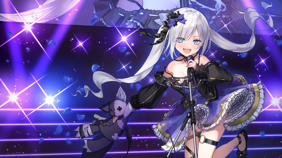 1girl, :d, bettle_(b_s_a_n), black_footwear, blue_eyes, bow, choker, dress