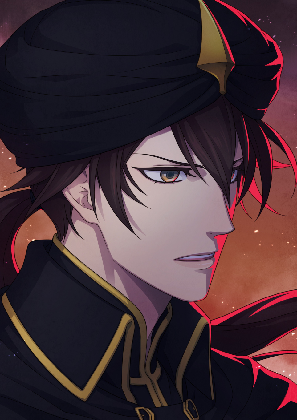 1boy, black_headwear, brown_eyes, brown_hair, hair_between_eyes, highres, long_hair, male_focus