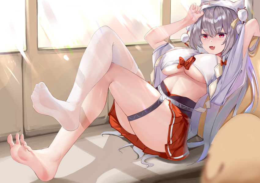 1girl, absurdres, azur_lane, ban_tang, breasts, fang, full_body, highres