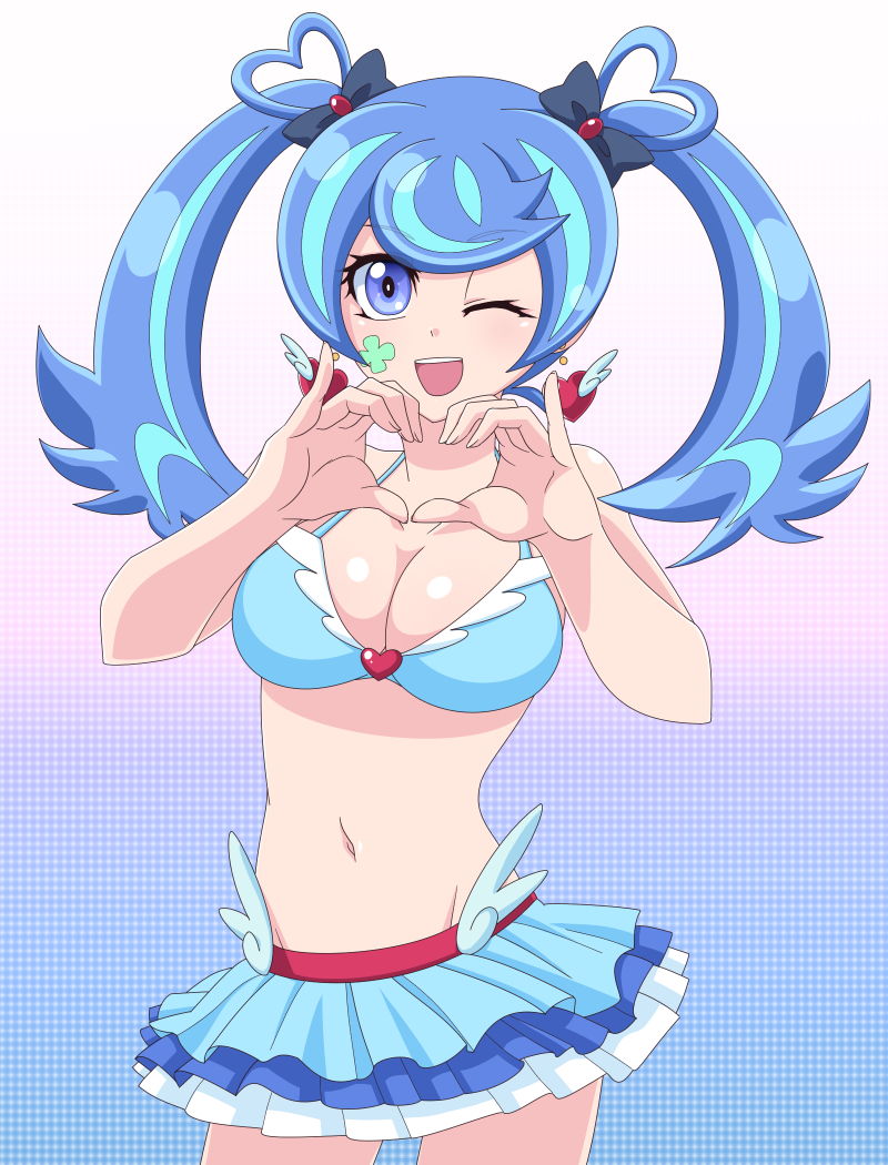 1girl, bikini, blue_angel, motsu_(pixiv26352203), multicolored_hair, swimsuit, twintails, two-tone_hair
