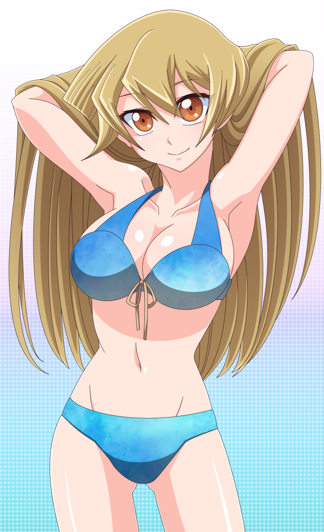 1girl, bikini, blonde_hair, long_hair, motsu_(pixiv26352203), swimsuit, tenjouin_asuka, yuu-gi-ou