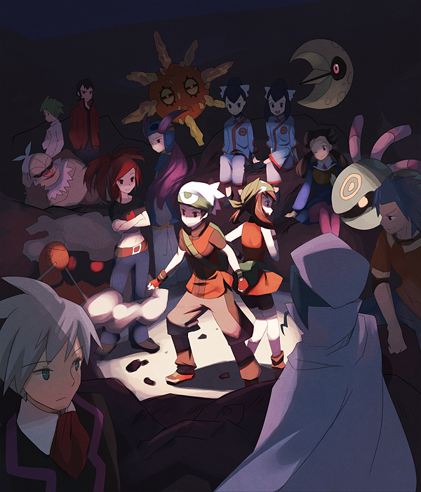 asuna_(pokemon), bandana, brother_and_sister, cradily, dark, fuu_(pokemon), gym_leader, haruka_(pokemon)