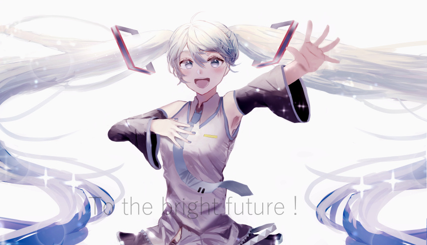 1girl, absurdres, air_(airzzz_), aqua_hair, aqua_neckwear, armpits, arms_up, black_sleeves