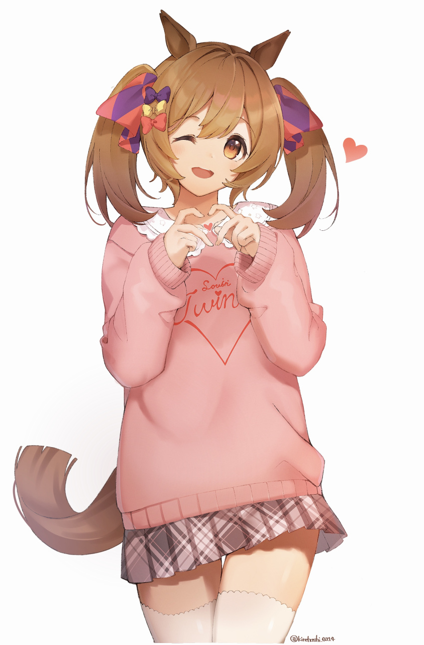 1girl, ;d, absurdres, animal_ears, bangs, bow, brown_eyes, brown_hair