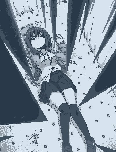 1girl, blazer, breasts, chain, chained, closed_mouth, from_above, hamsterfragment