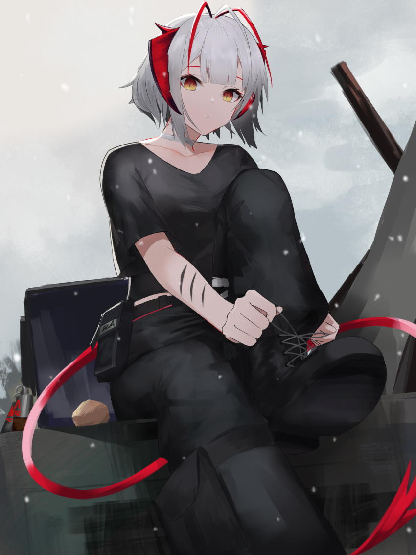 1girl, absurdres, arknights, bangs, demon_girl, demon_tail, eyebrows_behind_hair, eyebrows_visible_through_hair
