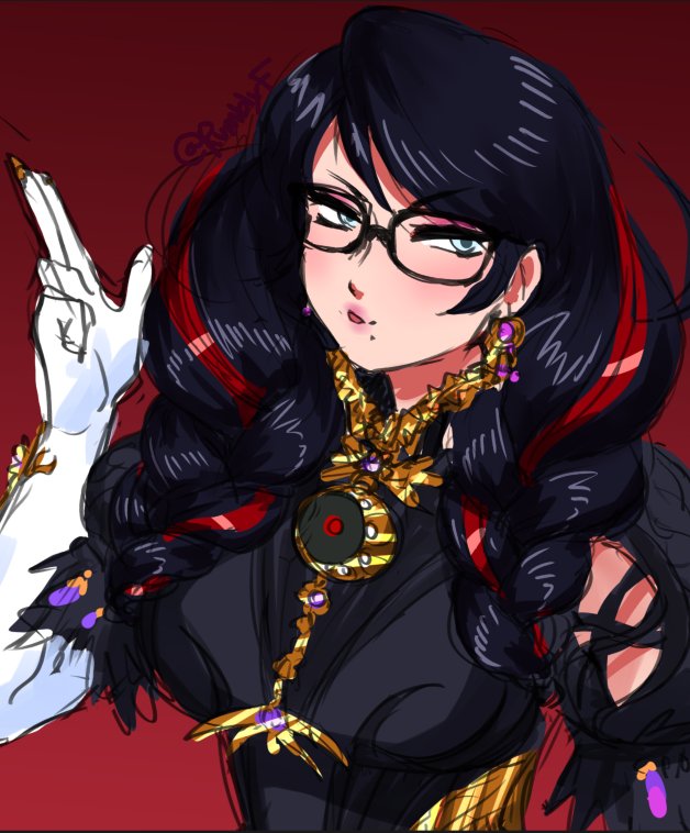 1girl, bayonetta, bayonetta_(series), bayonetta_3, black_hair, braid, clothing_cutout, earrings