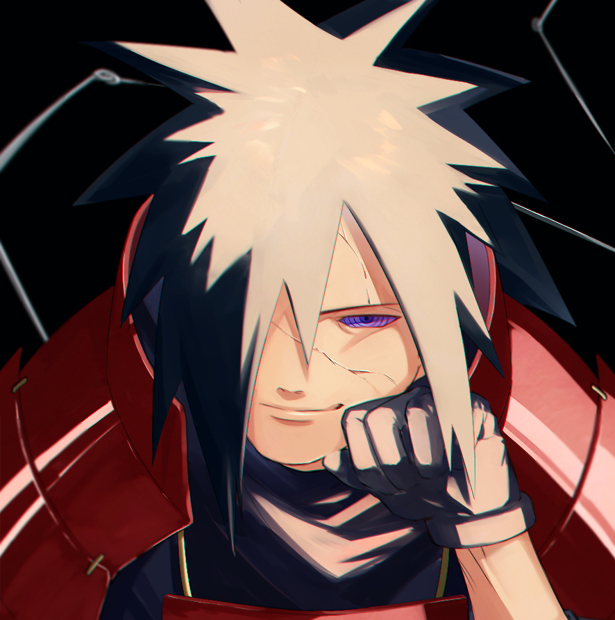 1boy, black_hair, coene65, colored, face, facial_mark, facing_viewer, gloves