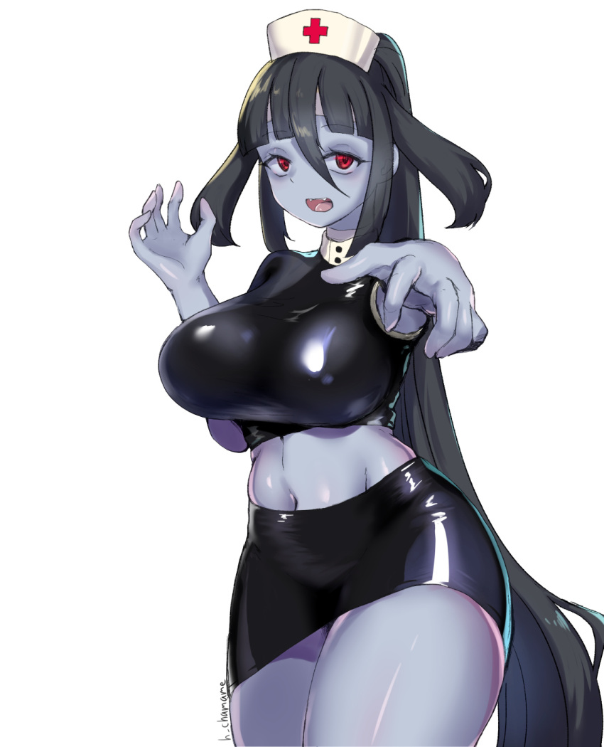 1girl, arms_up, artist_name, bandaged_head, bandaged_neck, bandages, bangs, black_hair