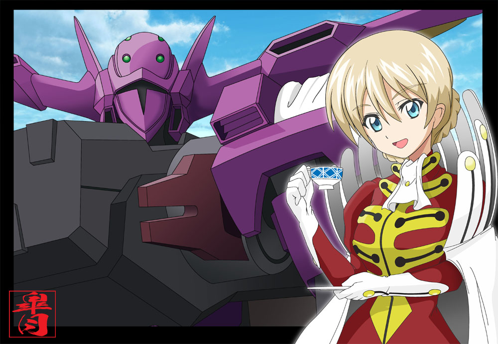 1girl, ayakaze_satsuki, blonde_hair, blue_eyes, cape, code_geass, cornelia_li_britannia, cornelia_li_britannia_(cosplay)