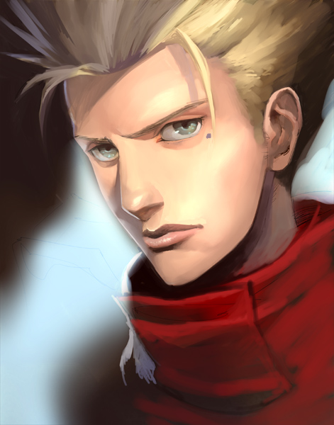 bad_id, blonde_hair, green_eyes, kaiseki, male, short_hair, solo, trigun