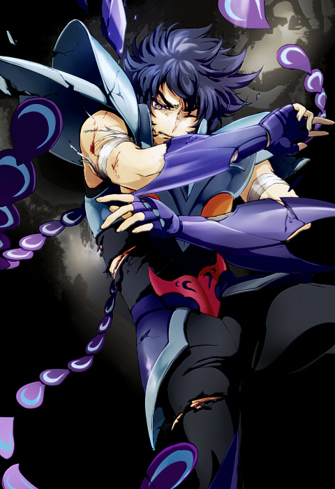 1boy, armor, blood, digital_art, falling, fingerless_gauntlets, floating_hair, joka_(night_gate)