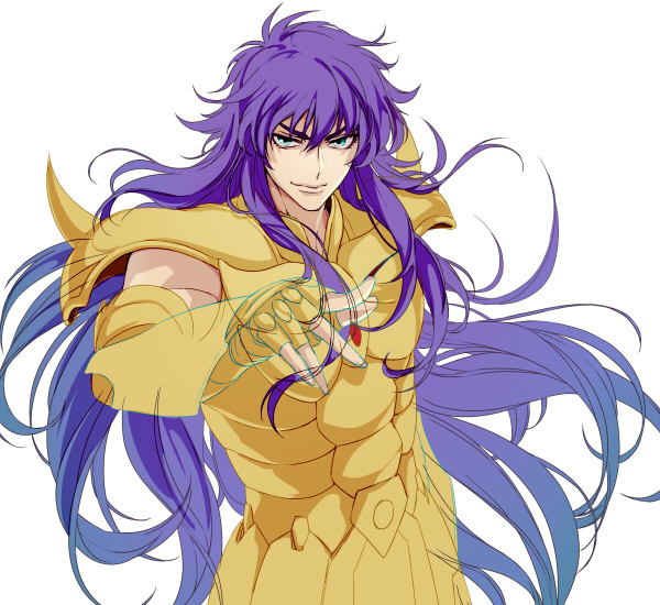 1boy, armor, blue_hair, digital_art, fingerless_gauntlets, floating_hair, joka_(night_gate), looking_at_viewer