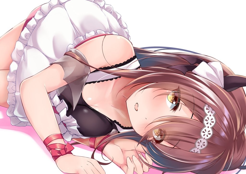1girl, bare_shoulders, blush, brown_hair, cleavage, dd_mayohara, idolmaster, idolmaster_shiny_colors