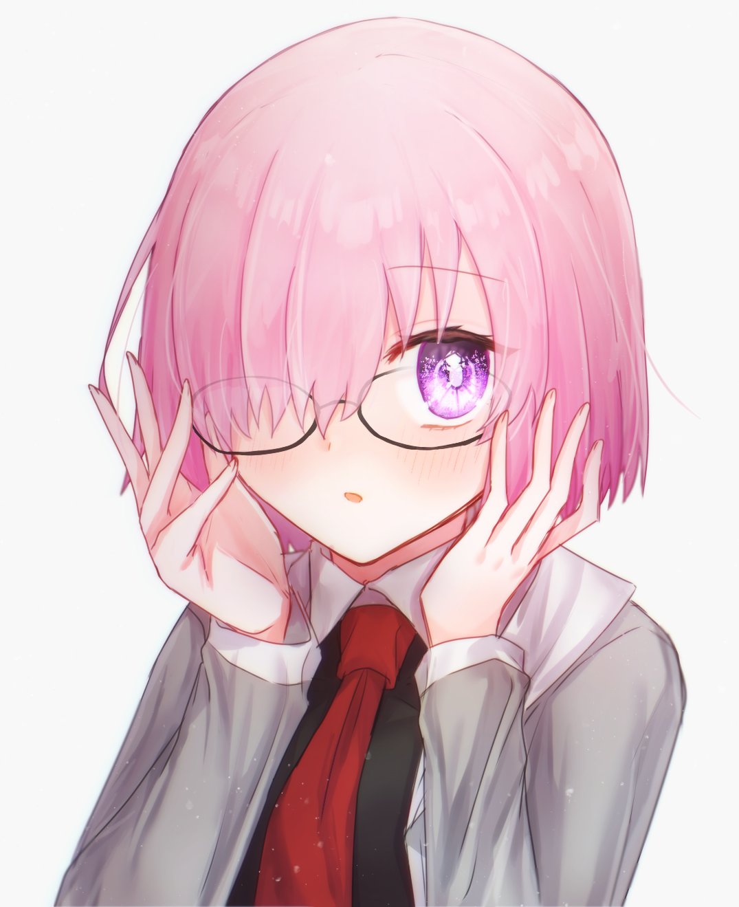 1girl, :o, black_dress, blush, dress, fate/grand_order, fate_(series), glasses
