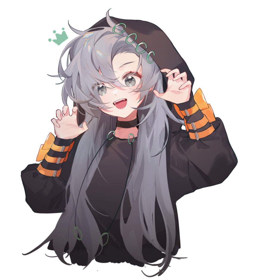 1girl, alternate_costume, arin_(fanfan013), grey_hair, highres, himemushi_momoyo, hood, hooded_vest