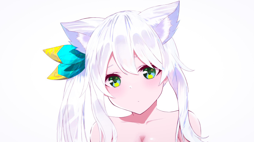 1girl, absurdres, animal_ear_fluff, animal_ears, bangs, blush, bow, breasts