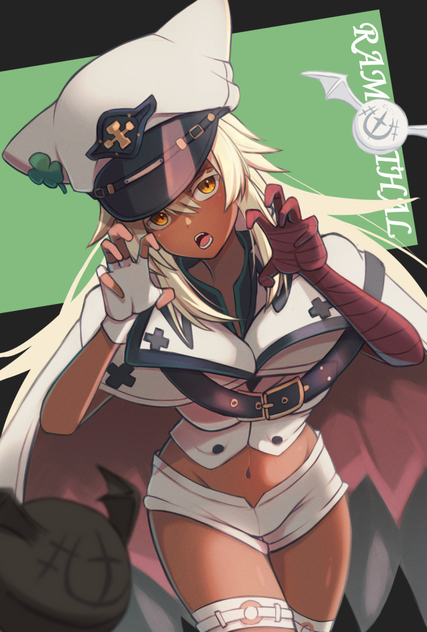 1girl, arms_up, bandaged_arm, bandages, belt, blurry, blurry_foreground, cape