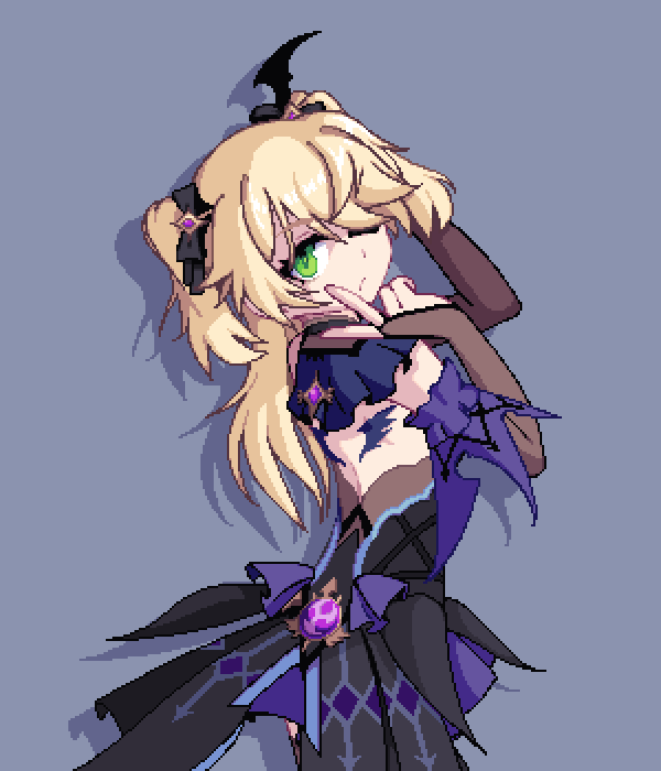 1girl, animated, animated_gif, back, back_tattoo, bangs, black_bow, black_dress