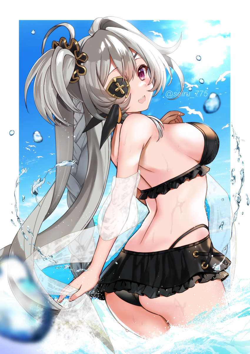 absurdres, alchemy_stars, ass, bikini, bikini_skirt, breasts, commission, eicy_(alchemy_stars)