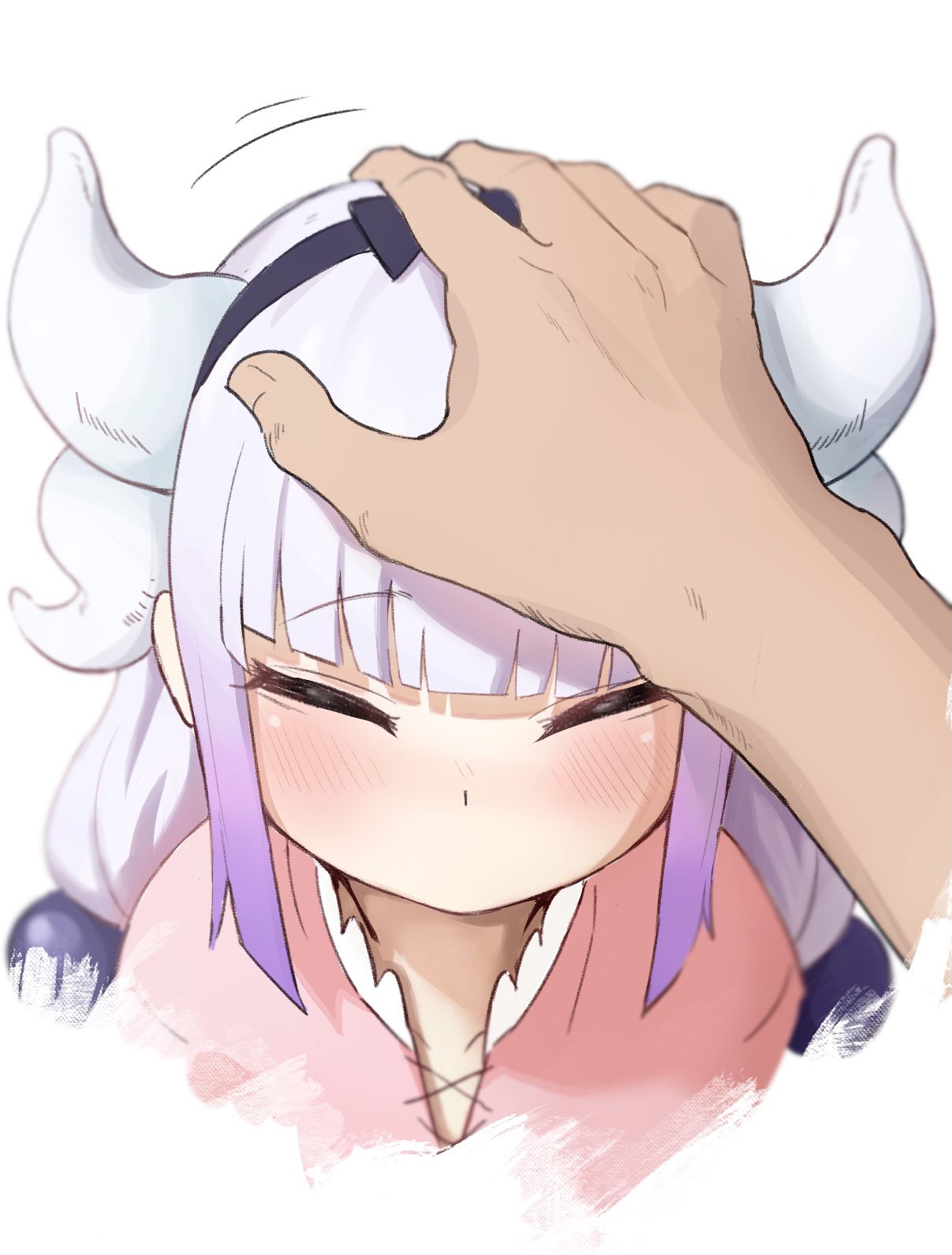 1girl, ^_^, bangs, black_hairband, blunt_bangs, blurry, blush, chagama_teishoku