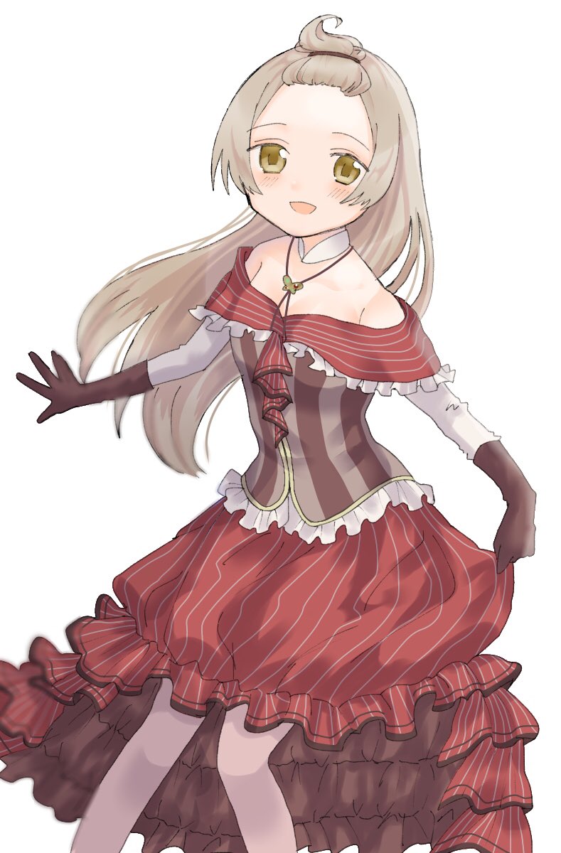 1girl, azumi_hagumu, bangs_pinned_back, bare_shoulders, brown_eyes, brown_hair, comet543, detached_collar