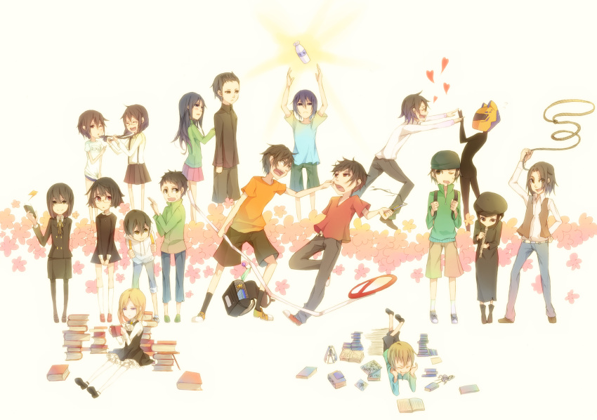 awakuse_akane, black_hair, blonde_hair, bloomers, blush, book, braids, brown_eyes, brown_hair, durarara!, glasses, group, hat, heiwajima_kasuka, heiwajima_shizuo, kadota_kyohei, karisawa_erika, kida_masaomi, kishitani_shinra, kneehighs, long_hair, orihara_izaya, orihara_kururi, orihara_mairu, pantyhose, purple_hair, red_eyes, ryuugamine_mikado, short_hair, shorts, skirt, sonohara_anri, sturluson_selty, togusa_saburou, violet_eyes, vorona_douglanikov, weapon, wink, yagiri_namie, yagiri_seiji, yellow_eyes, yumasaki_walker