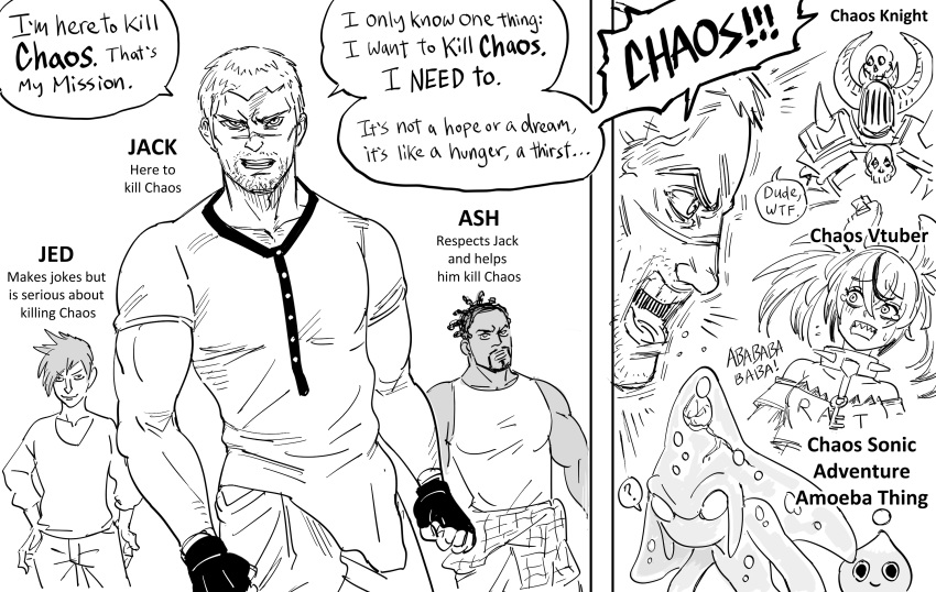 armor, bb_(baalbuddy), black_gloves, chaos_(sonic), english_commentary, english_text, fingerless_gloves, gloves