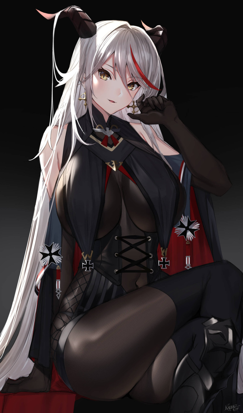 1girl, absurdly_long_hair, absurdres, aegir_(azur_lane), arm_at_side, arm_up, armored_legwear, azur_lane