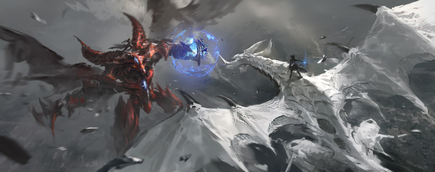 2boys, absurdres, dragon, duel_monster, fighting, fudou_yuusei, highres, jack_atlas