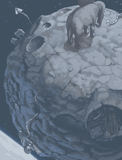 1girl, ^_^, animal, blazer, blue_theme, closed_eyes, crater, elephant