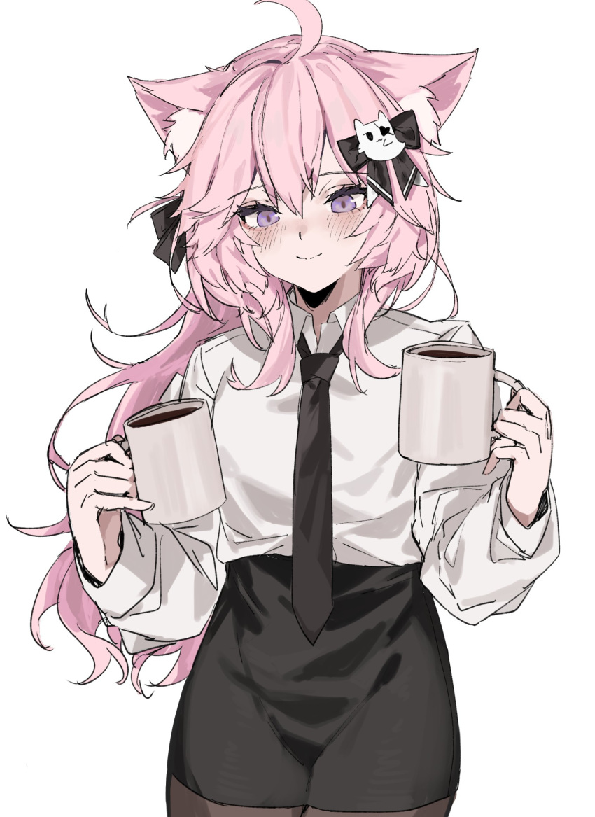 1girl, ahoge, alternate_costume, animal_ear_fluff, animal_ears, aogisa, bangs, black_bow