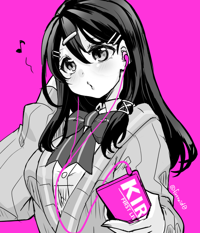 1girl, bangs, blush, earphones, earphones, fire_emblem, hair_between_eyes, hair_ornament