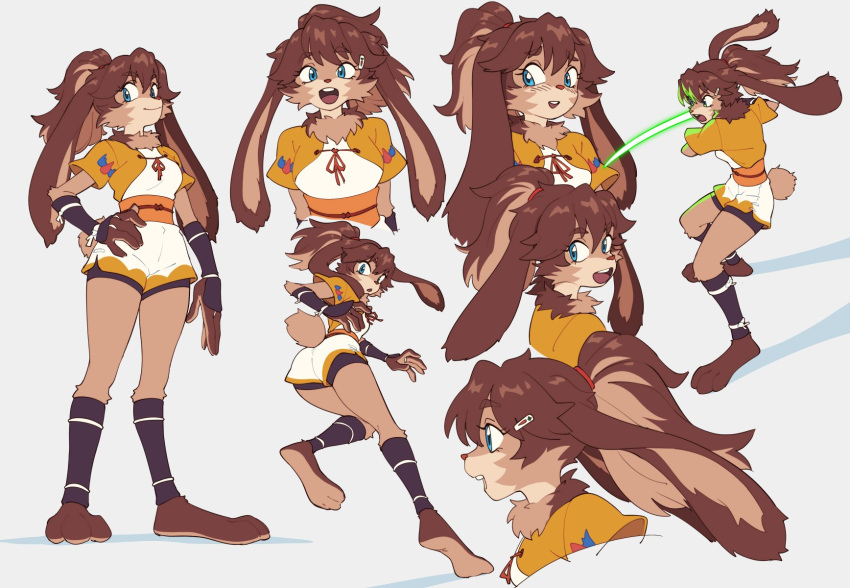 1girl, alien, animal_ears, ass, bangs, barefoot, blue_eyes, energy_sword