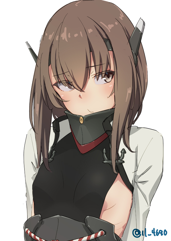 1girl, 4690_(tkpbsk), bangs, blush, breasts, brown_eyes, brown_hair, closed_mouth