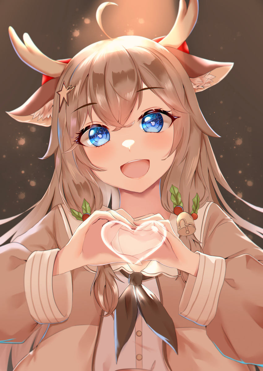 1girl, :d, a-soul, absurdres, ahoge, animal_ear_fluff, animal_ears, bangs