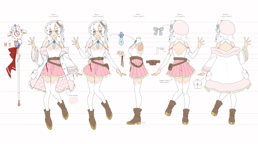 1girl, back_cutout, bangs, belt, beret, blue_eyes, boots, brown_belt