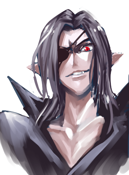 1boy, bare_pectorals, black_hair, black_shirt, borrowed_character, collared_shirt, dgrp_(minhduc12333), english_commentary