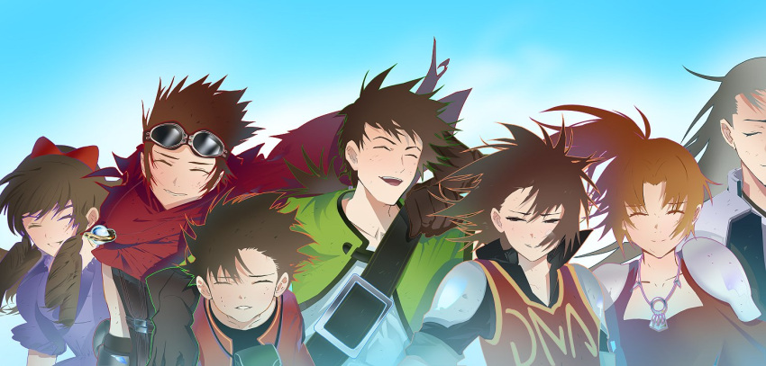 3girls, 4boys, :d, alec_(arc_the_lad), anrietta_rochefort, arc_the_lad, arc_the_lad_iii, brown_hair