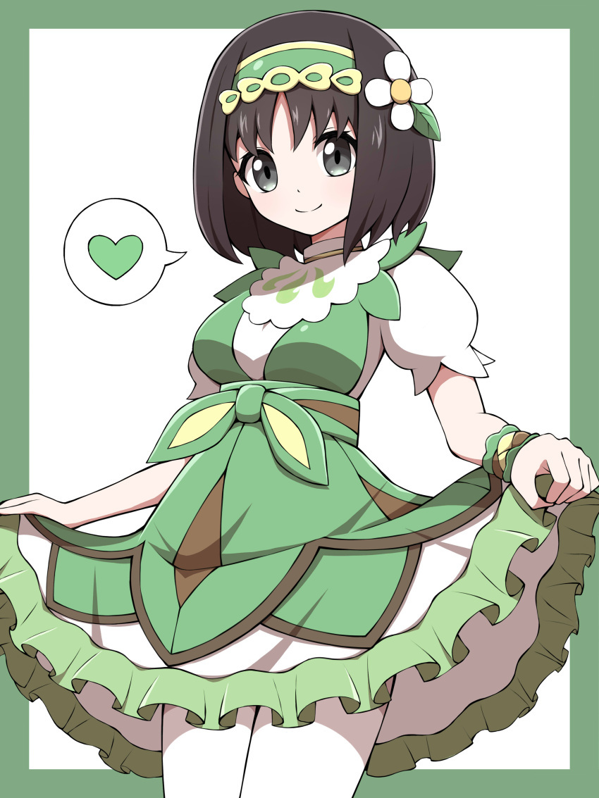 1girl, absurdres, bangs, border, breasts, brown_hair, closed_mouth, clothes_lift