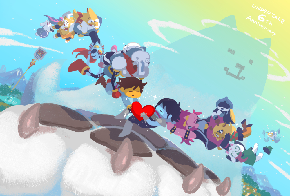 1other, 5girls, 6+boys, alphys, animal, anniversary, annoying_dog, armor